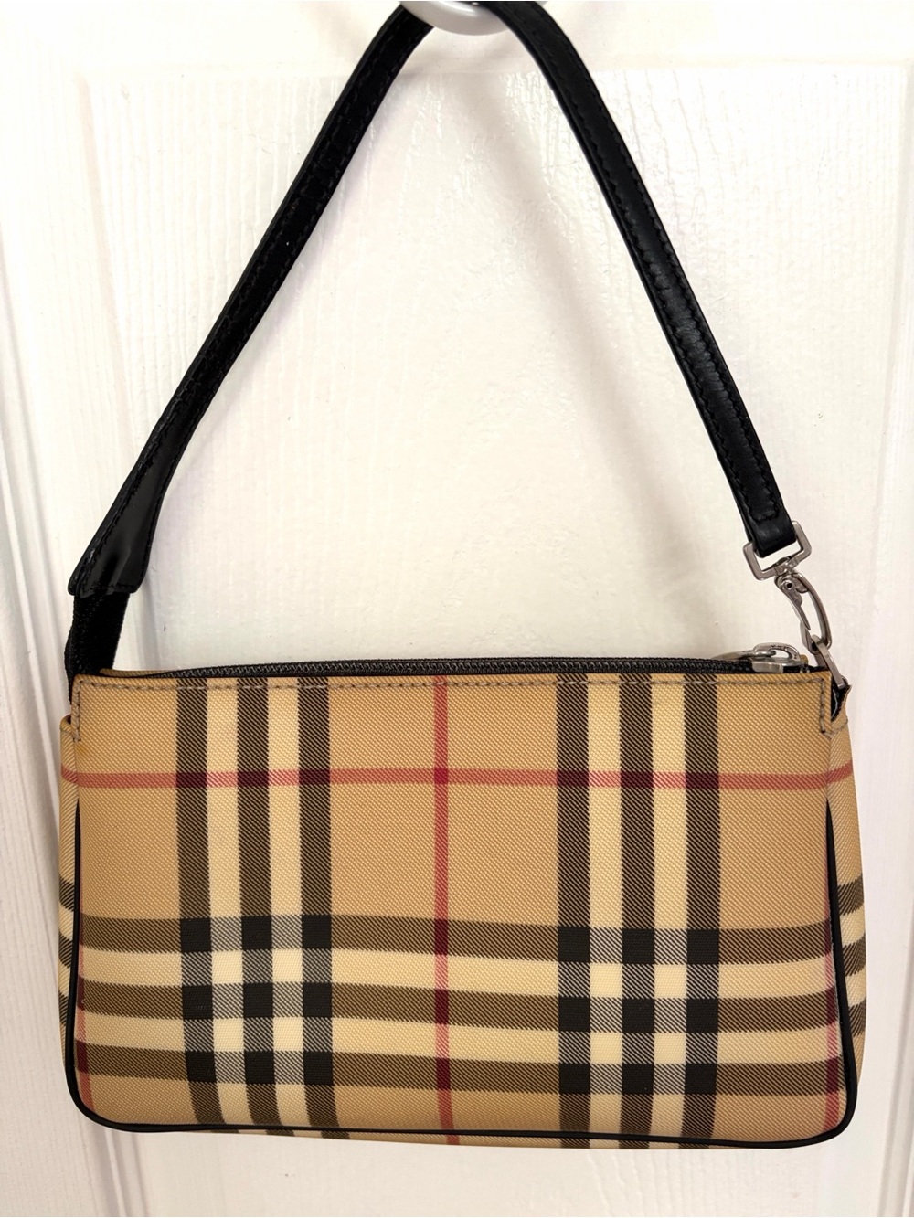 VINTAGE Burberry Bag Beige Nova Check Handbag Y2k 90s Pochette - Picture 2 of 16